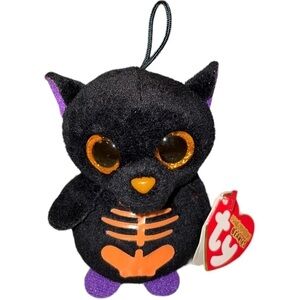 Ty Halloweenie Beanie Scaredy Cat with Tags Plush Stiffed Animal Black Orange 3”